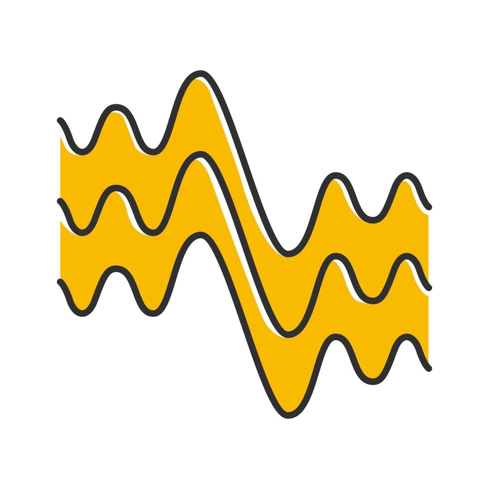 icona del colore delle linee ondulate fluide. onde sonore parallele fluide. onde sonore e sonore. forme d'onda organiche astratte. ampiezza di vibrazione. movimento, effetto dinamico. illustrazione vettoriale isolata
