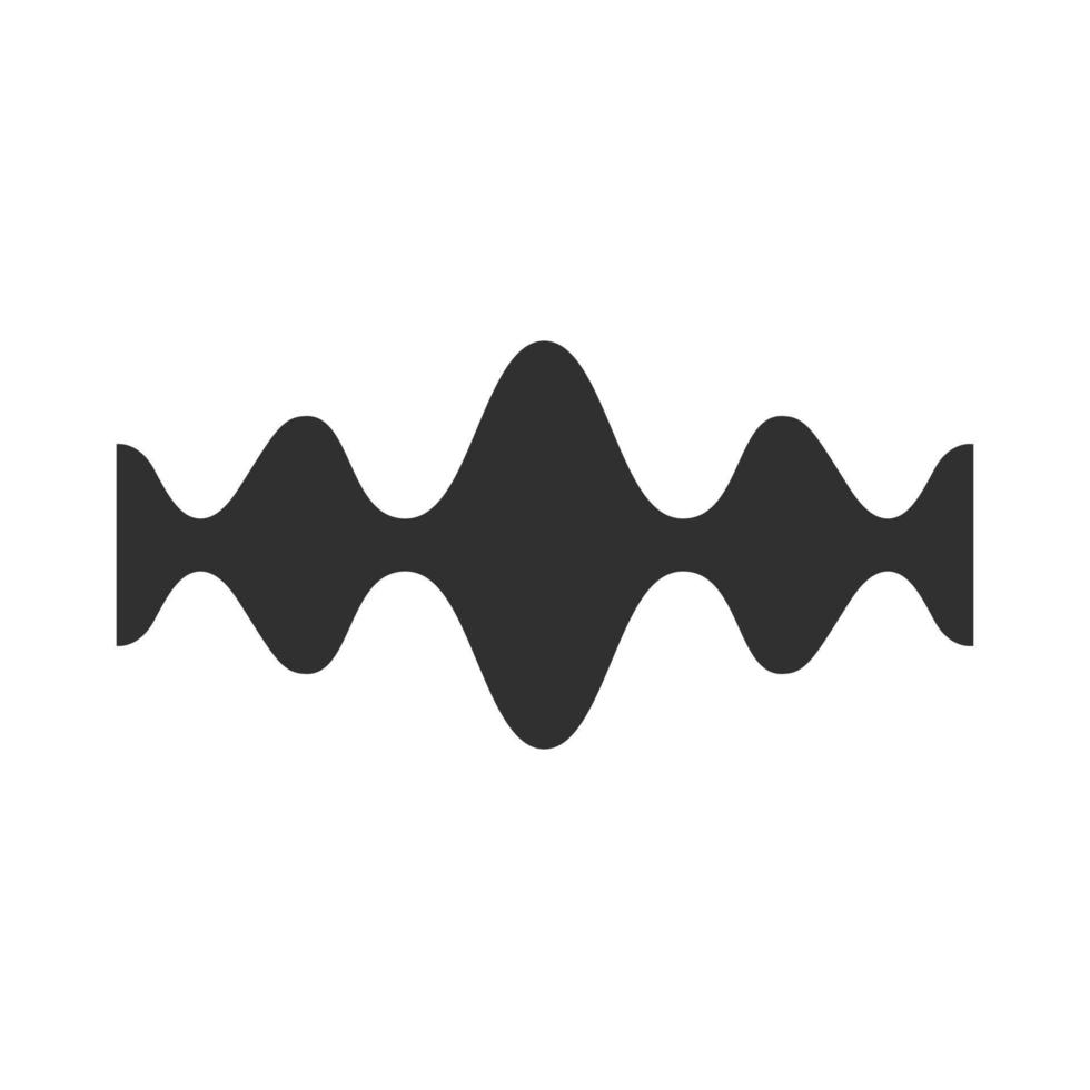 icona del glifo con onda fluida. simbolo della sagoma. linee ondulate fluide. ritmo musicale, onda sonora. equalizzatore, curva astratta del volume del suono. audio, frequenza stereo. spazio negativo. illustrazione vettoriale isolato