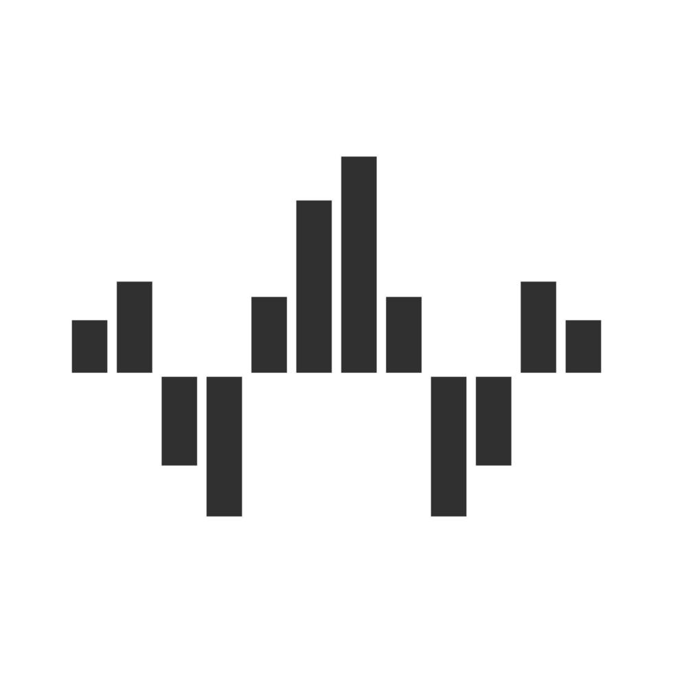 icona del glifo geometrico dell'onda musicale. simbolo della sagoma. onda sonora astratta. ritmo musicale, forma d'onda dell'equalizzatore dj. suono digitale, frequenza audio. spazio negativo. illustrazione vettoriale isolato