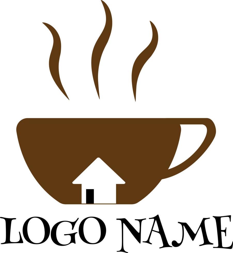 caffè logo design pro vettore con colore marrone