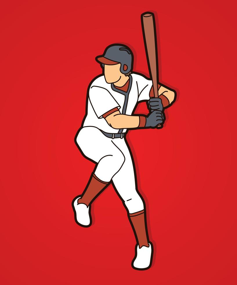 grafica di sport d'azione del giocatore di baseball vettore