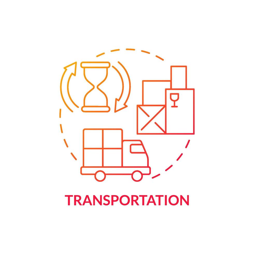 icona del concetto di gradiente rosso di trasporto. Spese addizionali. consegna del prodotto. tipo di muda idea astratta linea sottile illustrazione. disegno di contorno isolato. vettore
