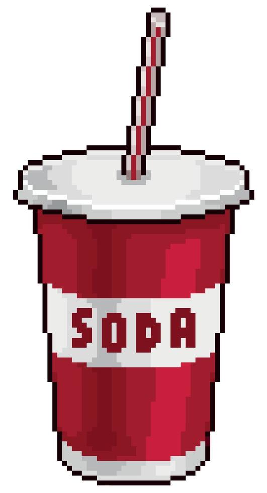 pixel art vetro soda vettore icona 8bit gioco retrò su sfondo bianco