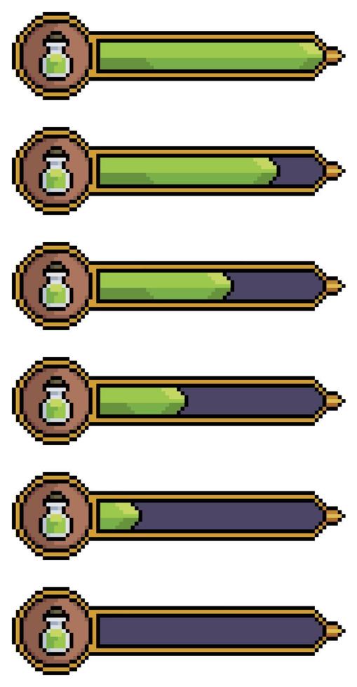 barra di elisir pixel art. icona vettoriale della barra di mana verde per il gioco a 8 bit su sfondo bianco