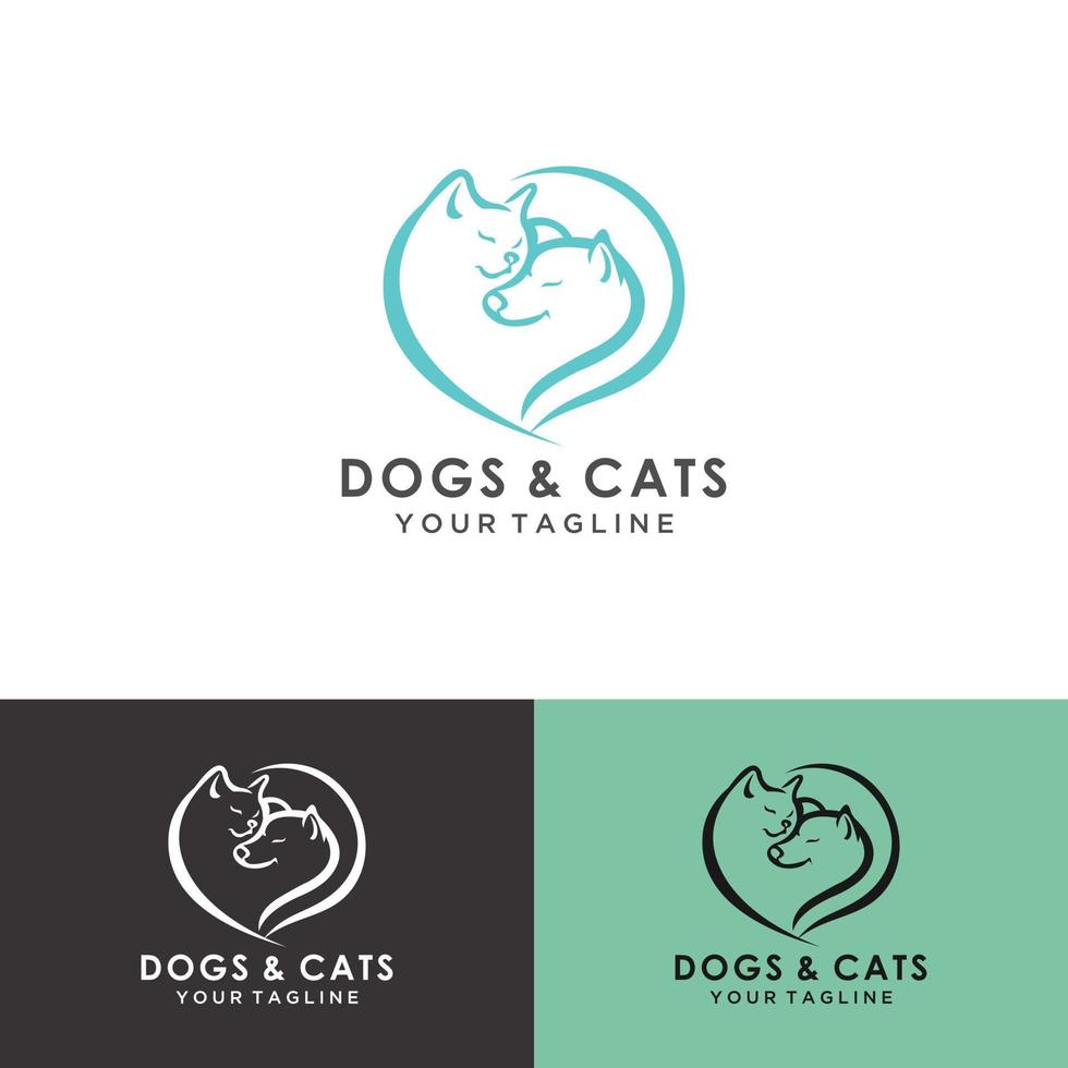 vettore di progettazione di logo mobiledog e gatto.