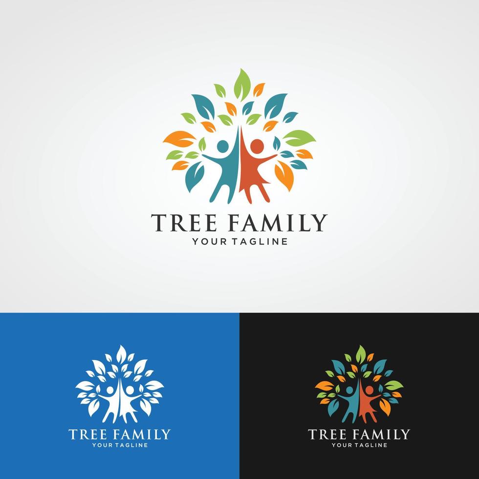 modelli e vettori del logo dell'albero umano, modello vettoriale astratto per la progettazione del logo dell'albero umano eco, modello del logo dell'icona del concetto dell'albero genealogico.