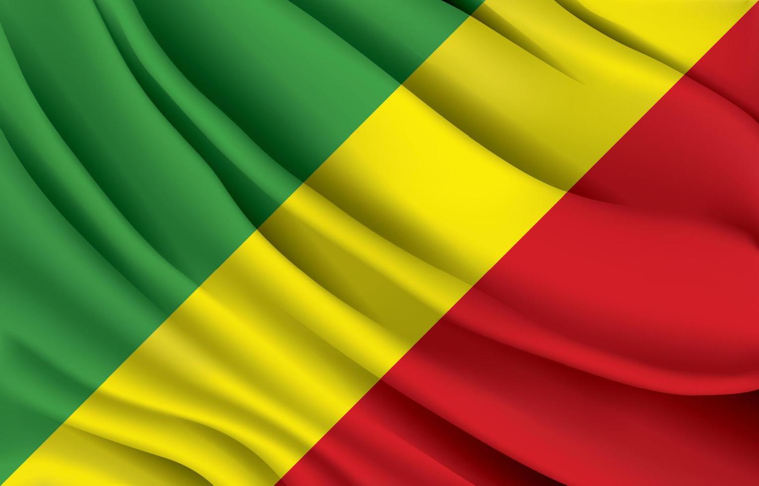 bandiera nazionale del congo che sventola un'illustrazione realistica di vettore
