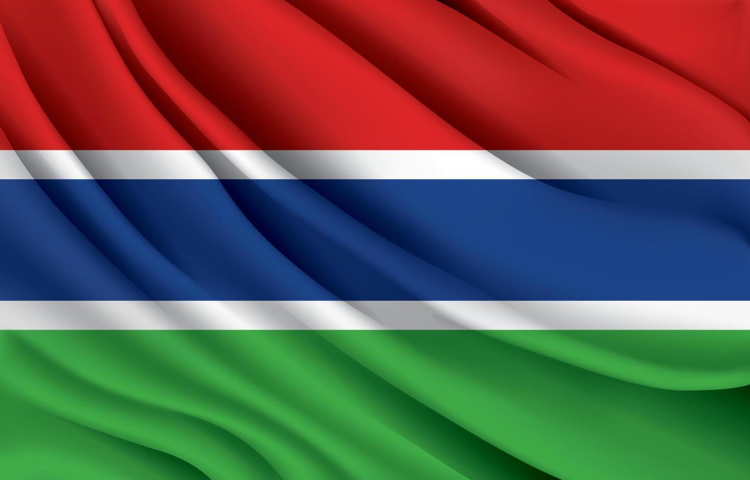 bandiera nazionale del gambia sventolando un'illustrazione vettoriale realistica
