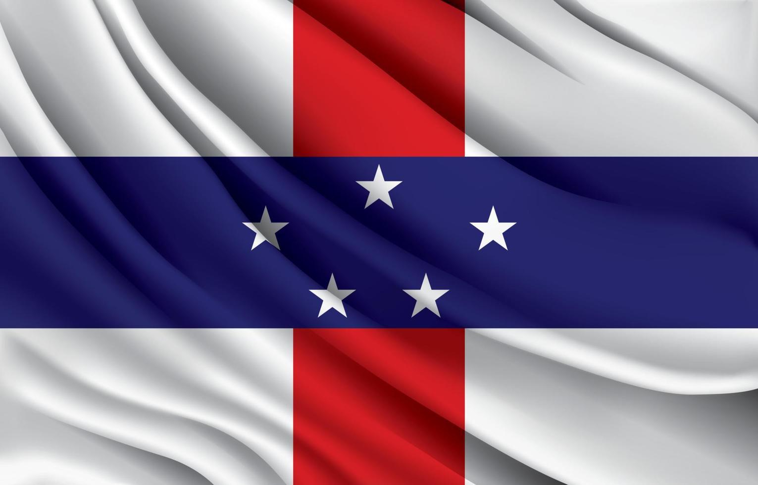 bandiera nazionale delle antille del nord che sventola un'illustrazione vettoriale realistica