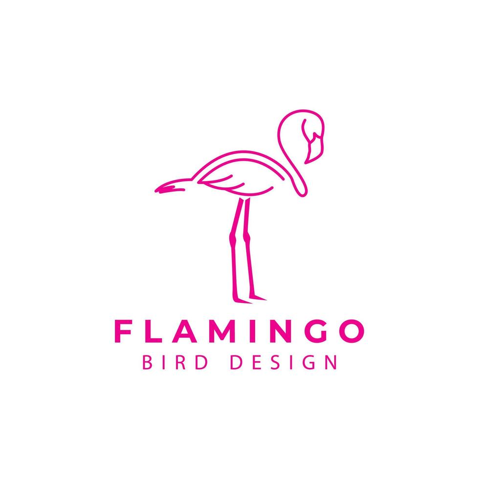 uccello fenicottero con lo stile della linea del logo per il disegno dell'illustrazione del simbolo dell'icona di vettore del marchio di bellezza
