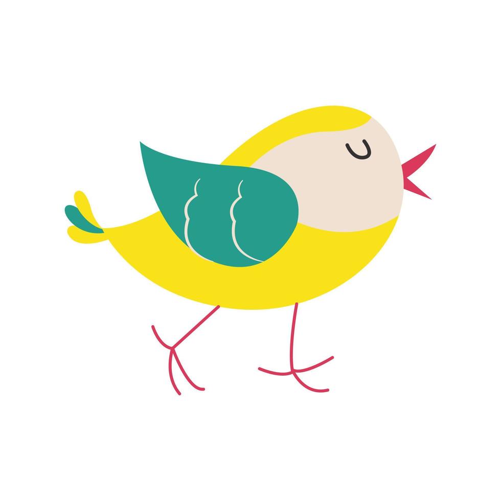 divertente uccellino di giallo e verde. illustrazione vettoriale. vettore