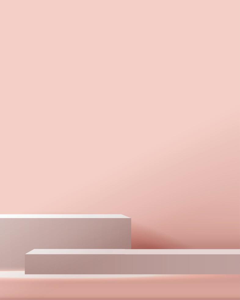 sfondo rosa pastello cosmetico ed espositore premium sul podio per il branding e l'imballaggio della presentazione del prodotto. palco in studio con ombra di sfondo. disegno vettoriale