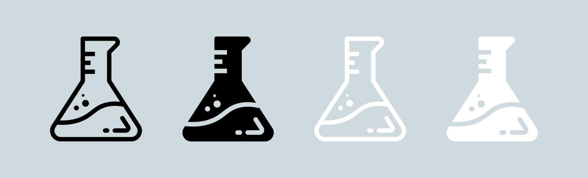 icona del laboratorio nei colori bianco e nero. illustrazione vettoriale di segni di bicchieri di chimica.