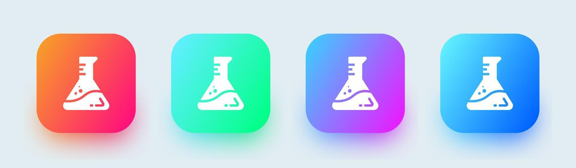 icona della linea di laboratorio in colori sfumati quadrati. illustrazione vettoriale di segni di bicchieri di chimica.