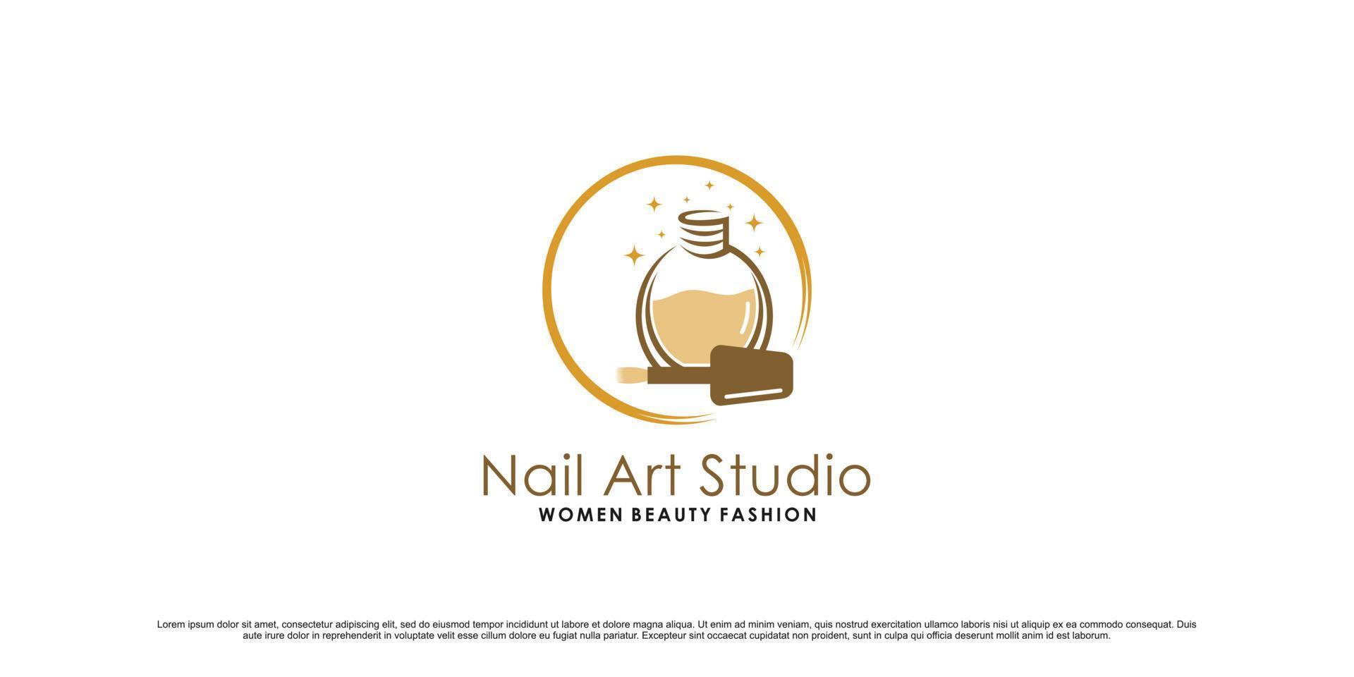 illustrazione di design del logo dello studio di nail art per la bellezza delle donne con un vettore premium di concetto unico