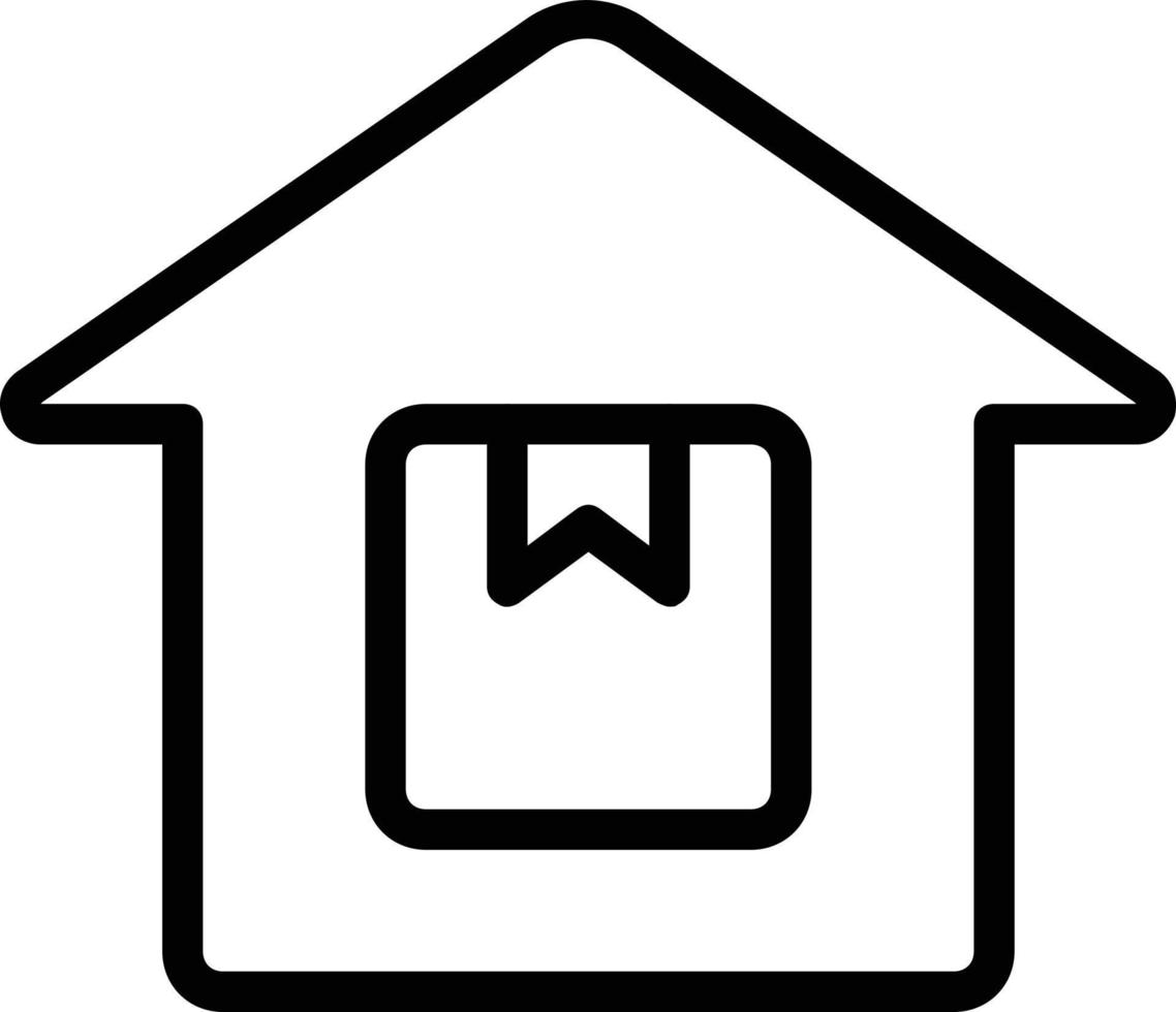 immagine di una casa con all'interno un pacco di cartone come simbolo di un magazzino di stoccaggio pacchi. vettore