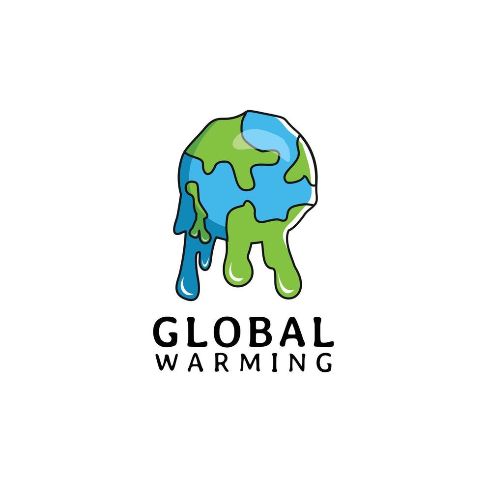design del cambiamento climatico con il pianeta terra con modello vettoriale del logo del riscaldamento globale