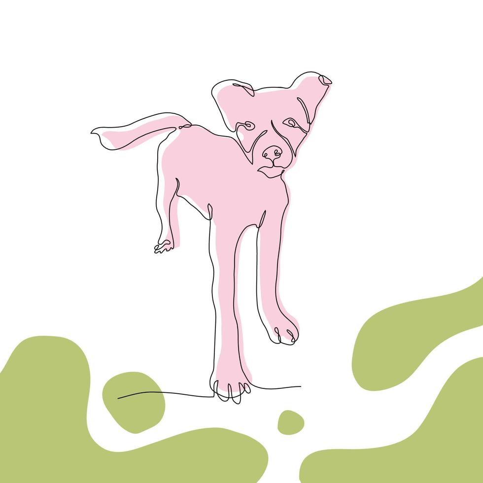 illustrazione del cane a linea singola. immagine di stampa animale vettoriale