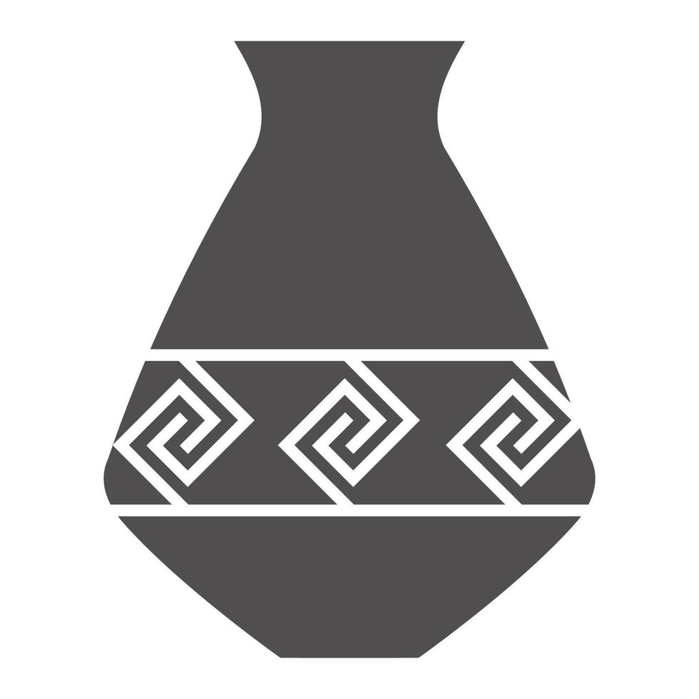 sagoma di vaso greco. antica anfora e vaso con motivo a meandro. illustrazione del glifo. terracotta ceramica argilla. vettore. vettore