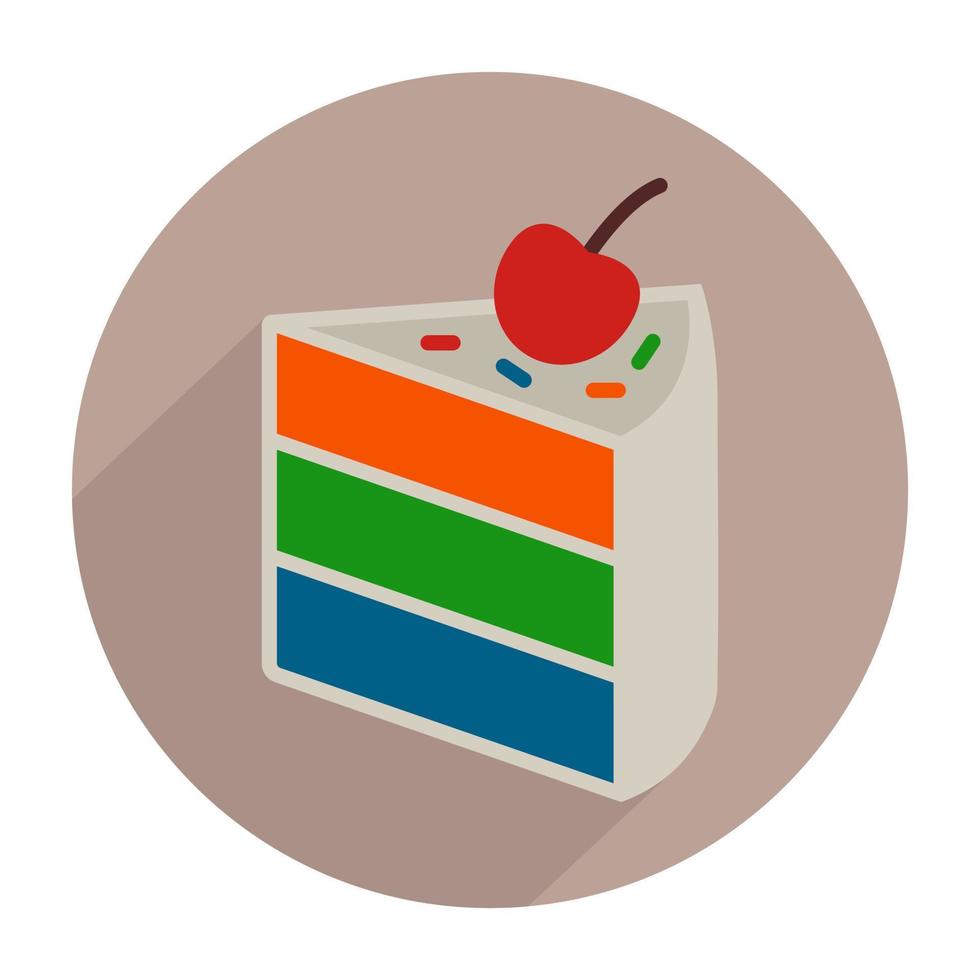 torta a strati arcobaleno con frutta ciliegia su sfondo marrone vettore