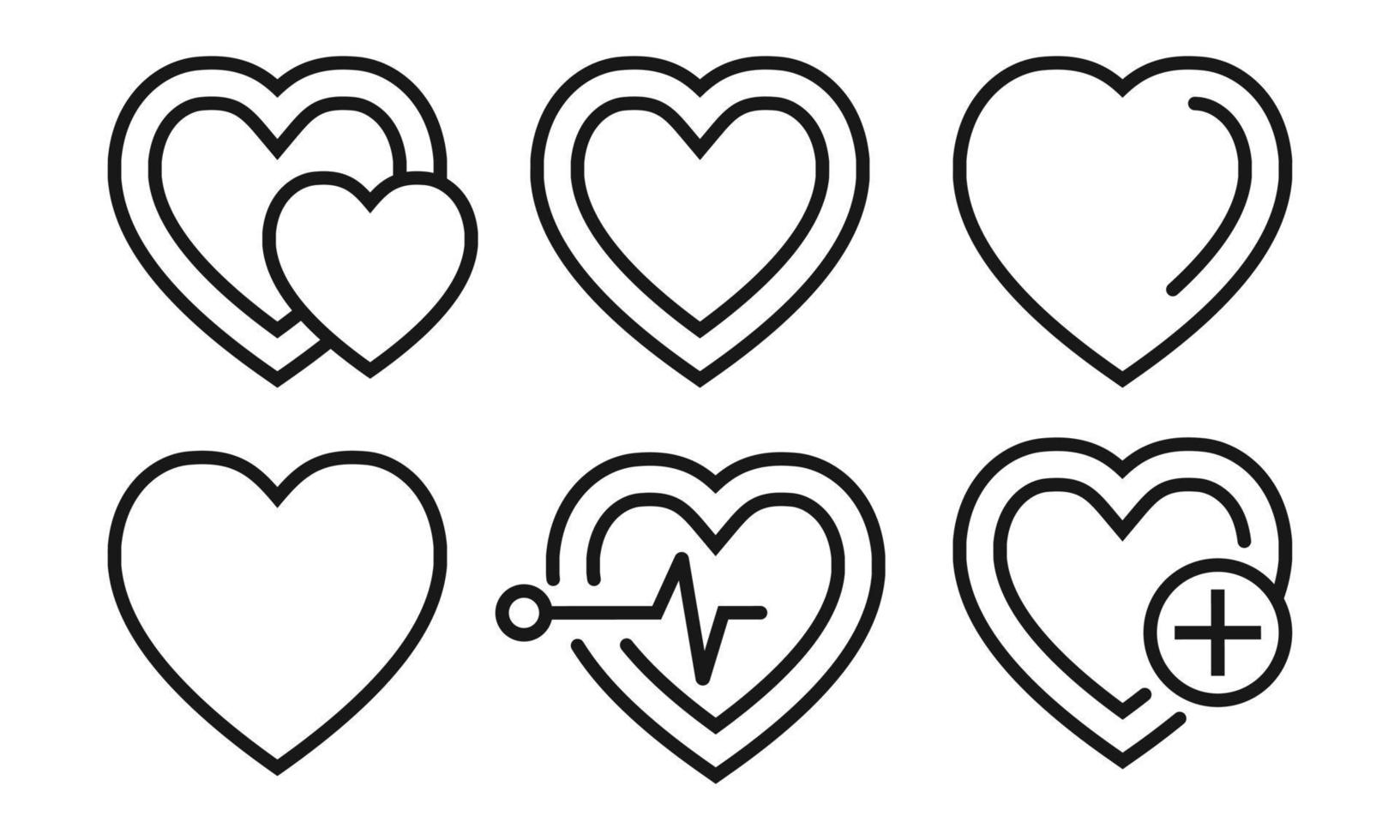 icona vettoriale line art a forma di cuore, medicina o assistenza medica o simbolo romantico per app e siti Web