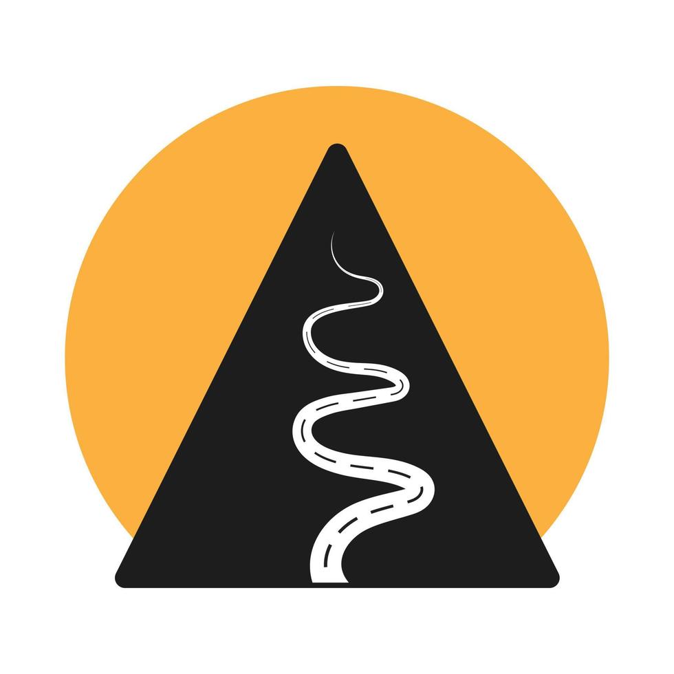 icona vettoriale piatta una montagna alta e un sentiero escursionistico con sole per app e sito Web