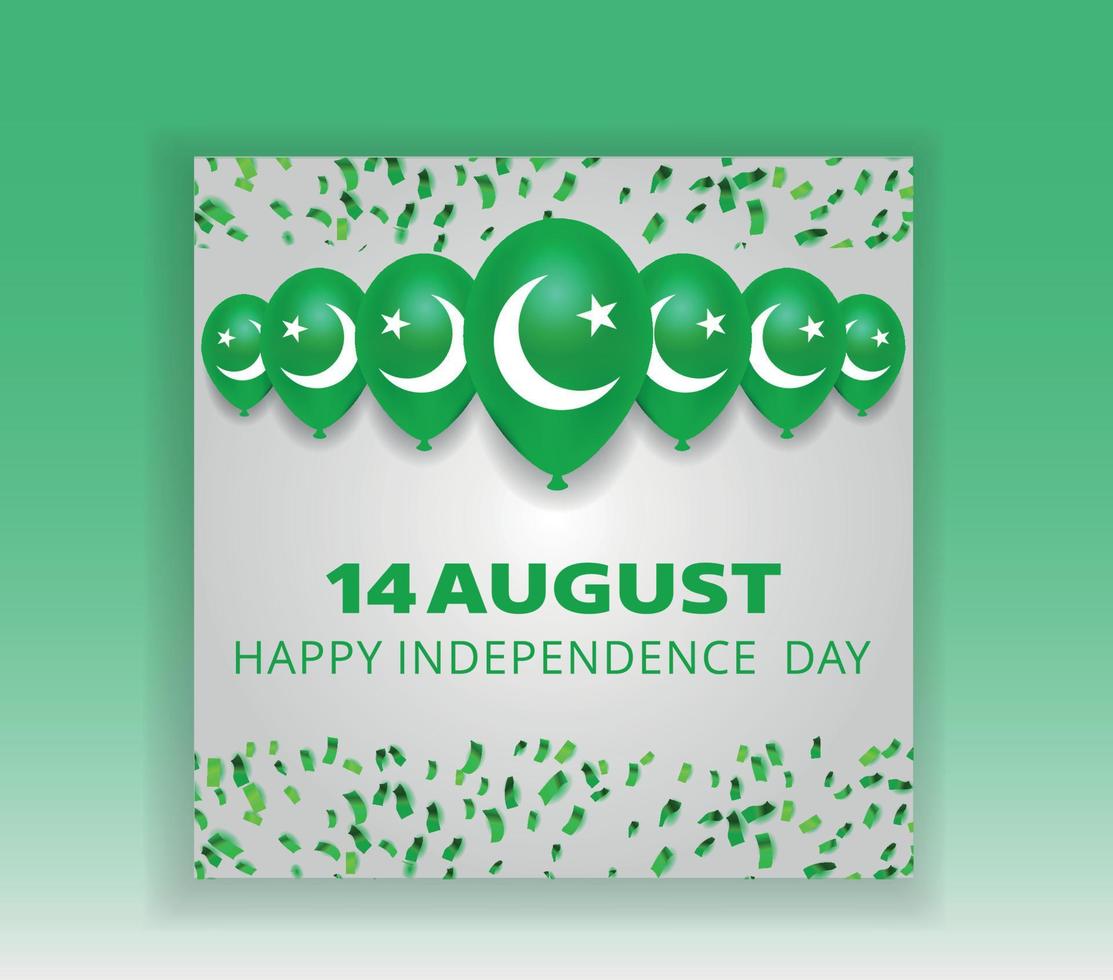 14 agosto post sui social media del giorno dell'indipendenza del pakistan vettore
