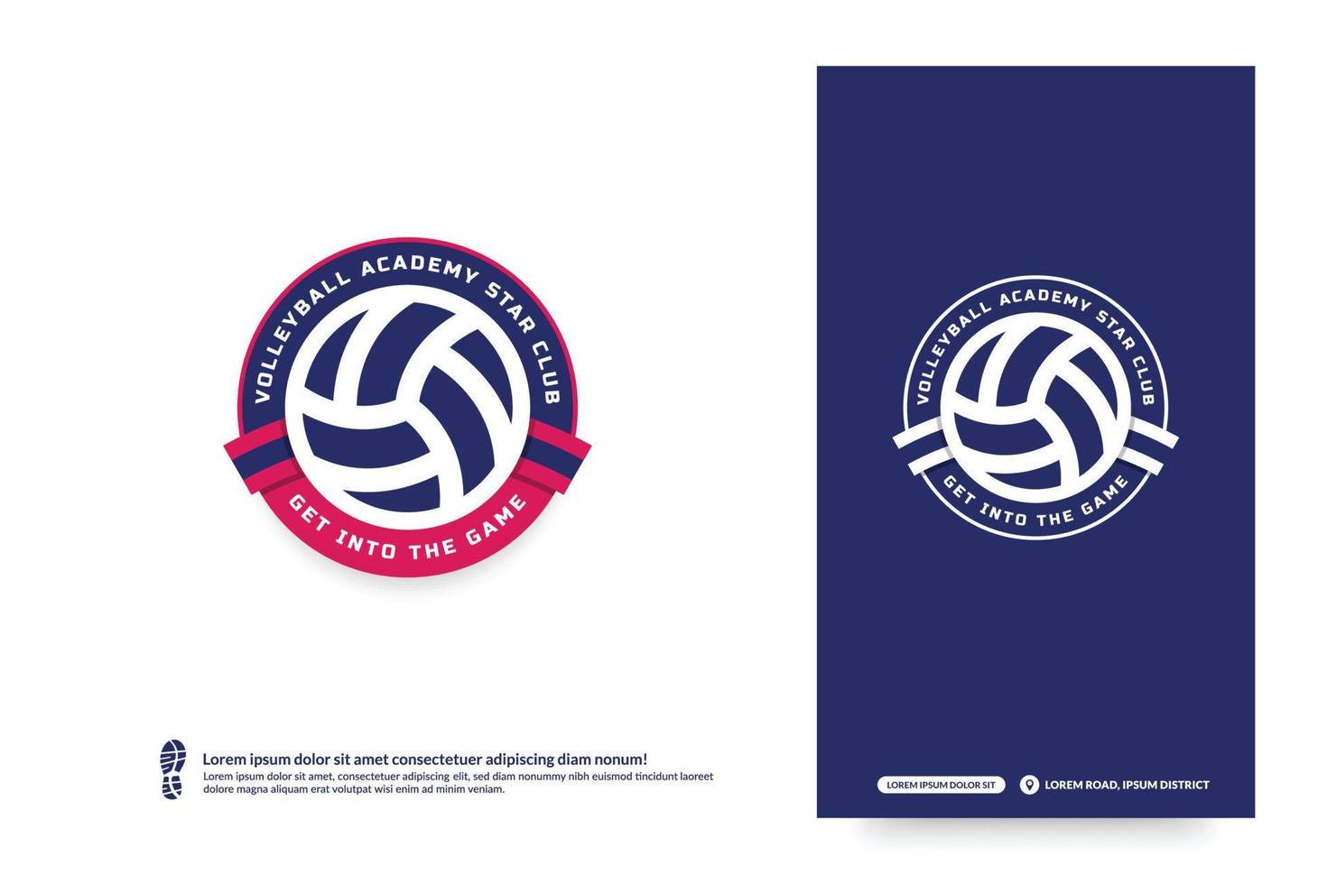 logo del club di pallavolo, modello di emblemi del torneo di pallavolo. identità della squadra sportiva, illustrazioni vettoriali per la progettazione di badge e-sport
