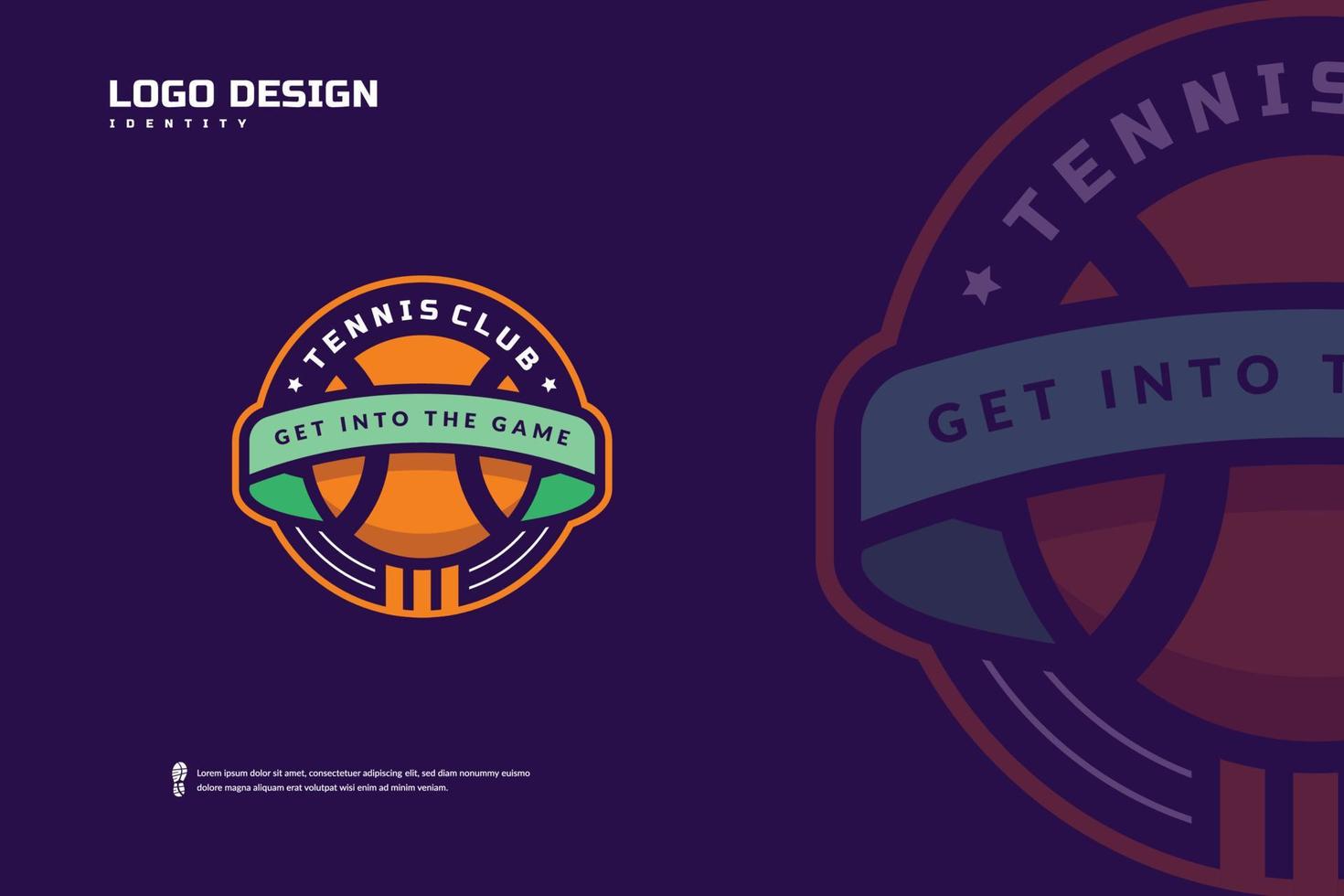 design del logo del club di tennis, modello di badge del torneo. identità della squadra sportiva, illustrazioni vettoriali del logo e-sport