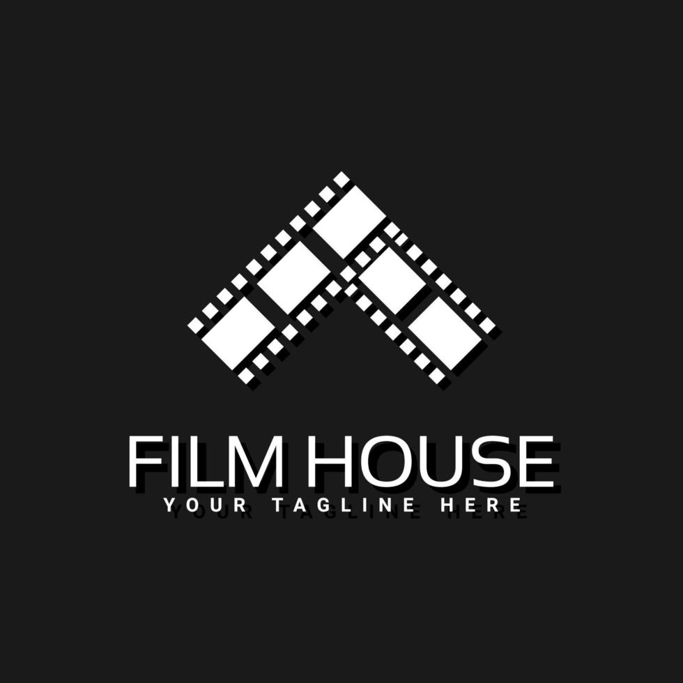 design del logo del concetto di casa cinematografica vettore