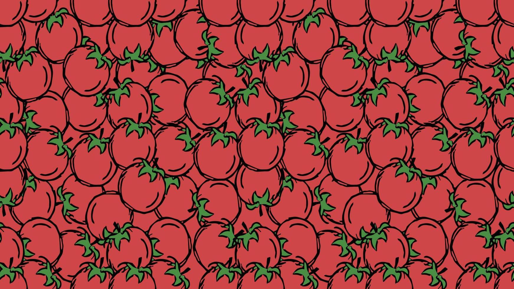 modello orizzontale di pomodoro senza soluzione di continuità. sfondo di pomodori colorati. doodle illustrazione vettoriale con pomodoro