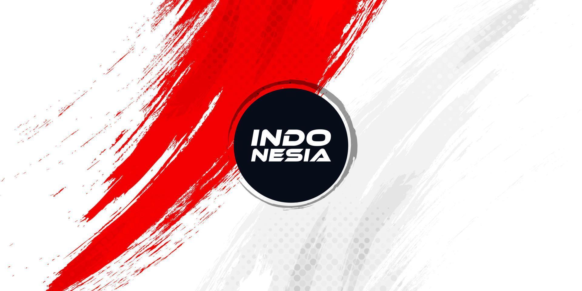 bandiera dell'indonesia con il concetto di pennello. felice festa dell'indipendenza indonesiana. bandiera dell'indonesia in stile grunge vettore