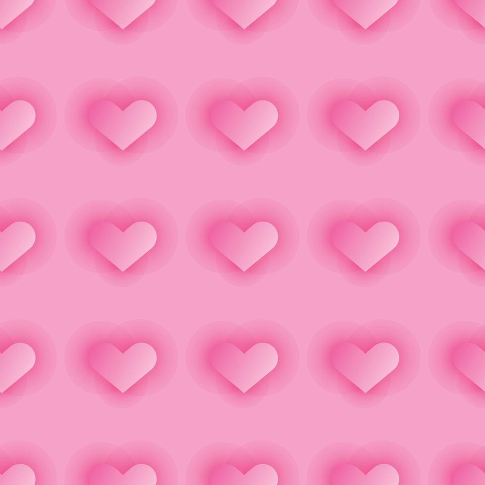 Fondo senza cuciture del cuore con ombra su fondo rosa, concetto di giorno di san valentino, coppia, amore, carta da regalo vettore