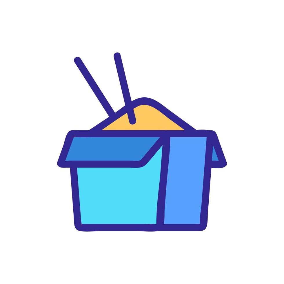 cibo cinese in scatola di carta con le bacchette icona vettore illustrazione del profilo