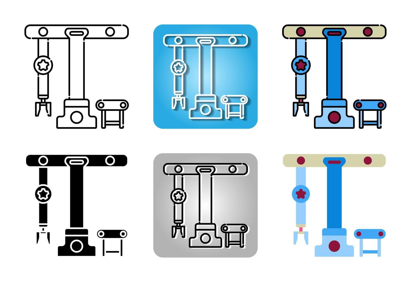 set di icone del robot del braccio isolato su sfondo bianco per il web design vettore