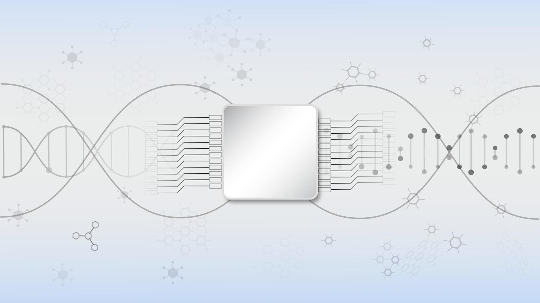 molecole di dna con biochip per interfaccia hi-tech. illustrazione vettoriale