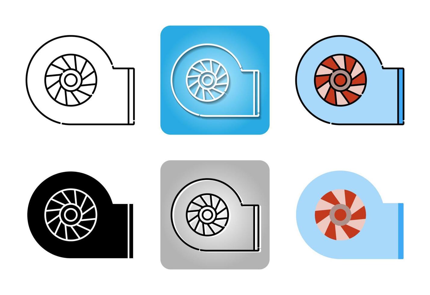 ventola di ventilazione o set di icone del ventilatore isolato su sfondo bianco per il web design vettore