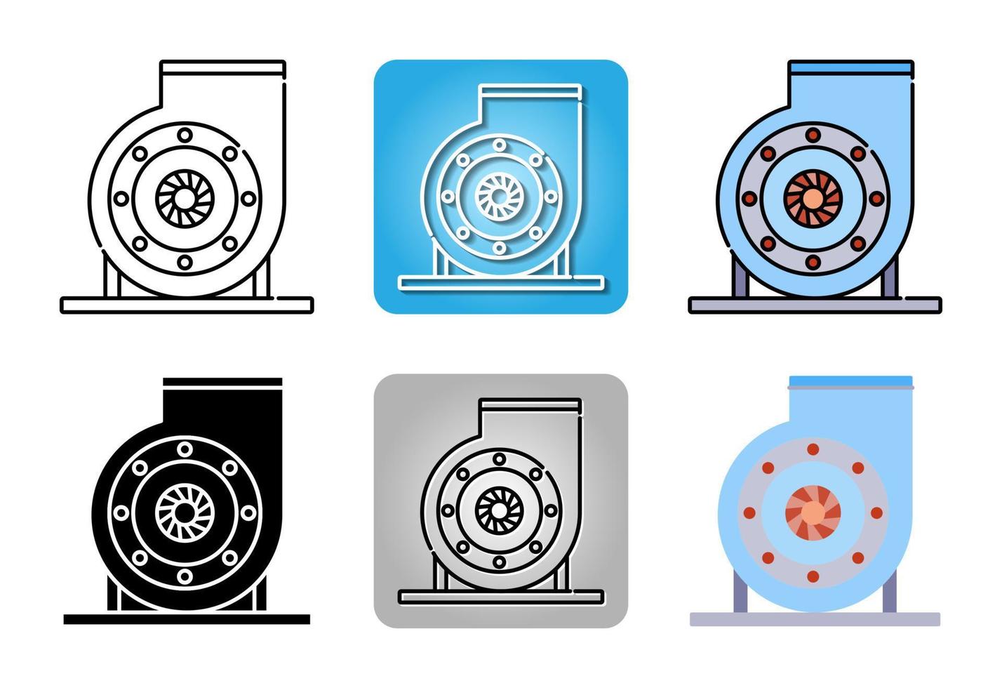 ventola di ventilazione o set di icone del ventilatore isolato su sfondo bianco per il web design vettore