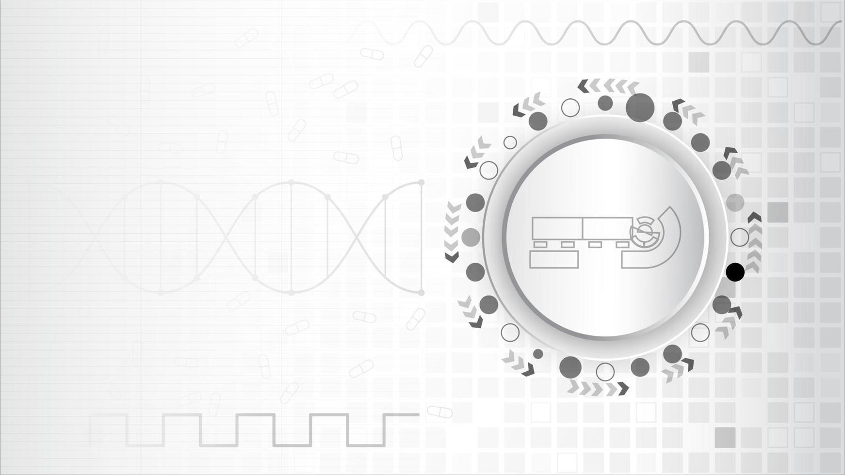 molecole di dna per interfaccia hi-tec tecnologia digitale astratta bianca, illustrazione vettoriale