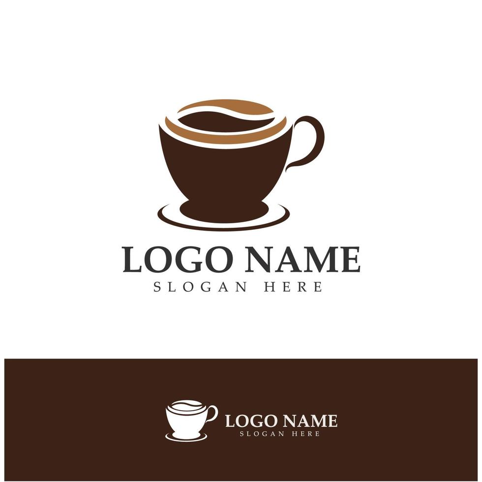 Progettazione dell'illustrazione dell'icona di vettore del modello di logo della tazza di caffè