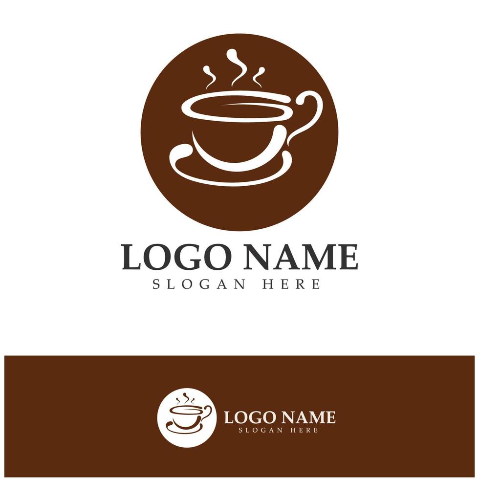 Progettazione dell'illustrazione dell'icona di vettore del modello di logo della tazza di caffè