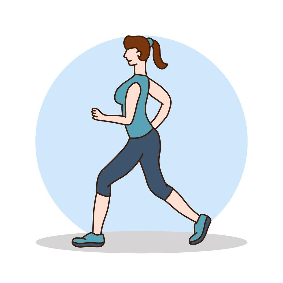 logo donna corsa e allenamento. illustrazione vettoriale della mascotte dello stile di vita della salute femminile