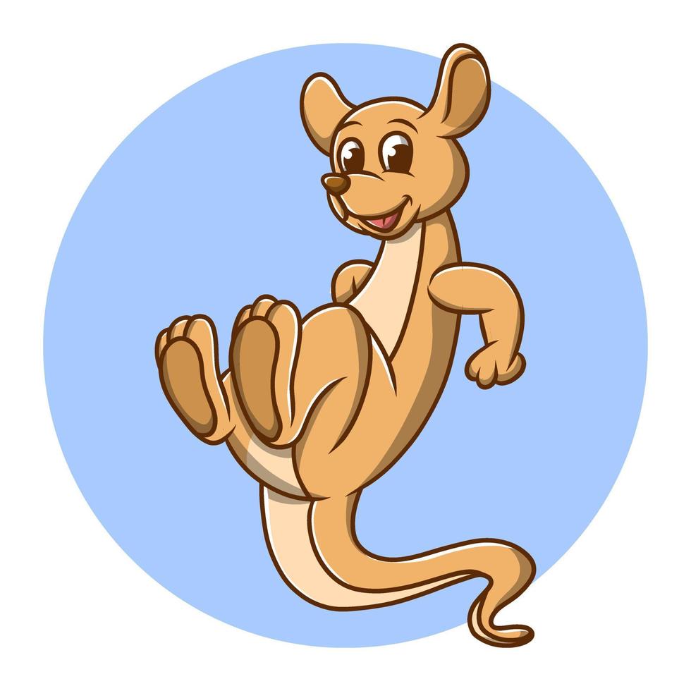 icona di canguro bambini che disegnano cartoni animati. australia carino animale mascotte illustrazione vettoriale. personaggio carino con logo zoo e giungla vettore