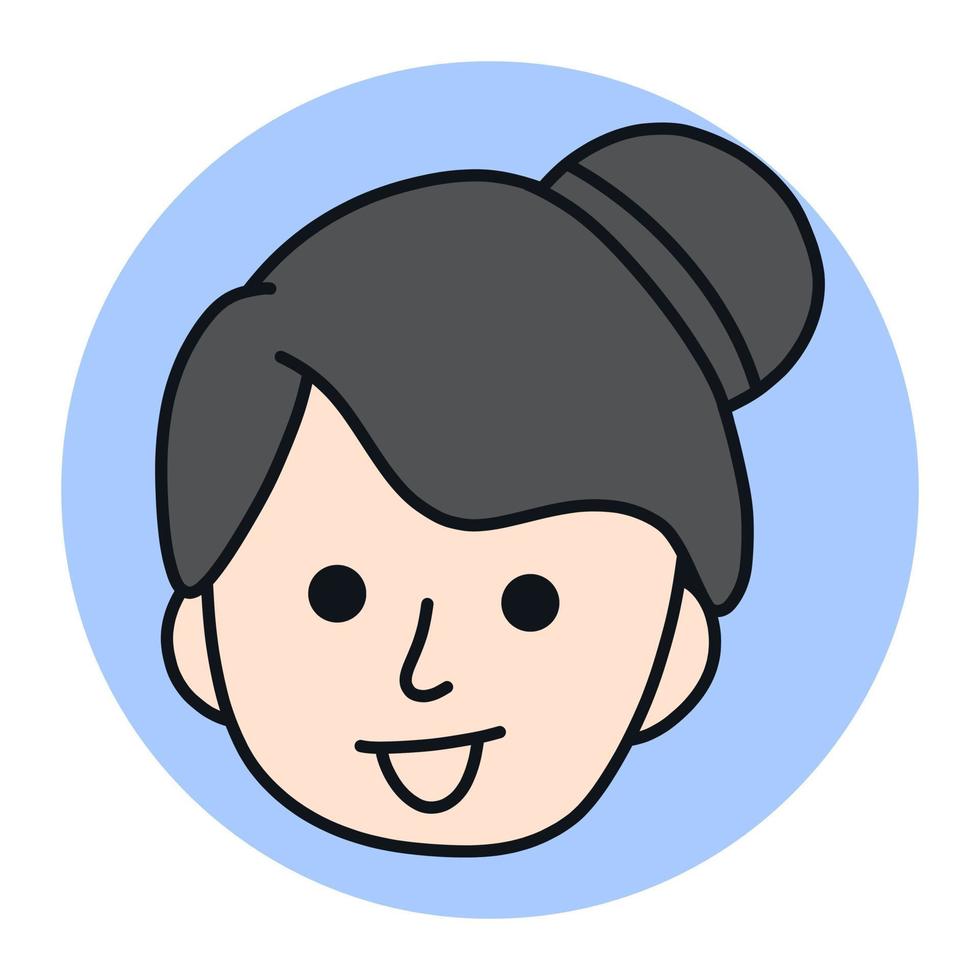 fumetto icona avatar femminile. illustrazione vettoriale della mascotte del profilo della donna. logo dell'utente di affari della faccia della testa della ragazza