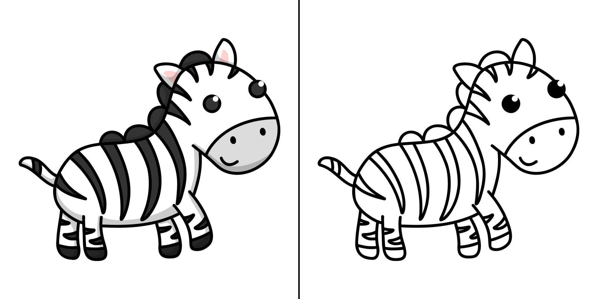 cartone animato icona zebra. simpatico personaggio animale simbolo vettore bambini libro da colorare