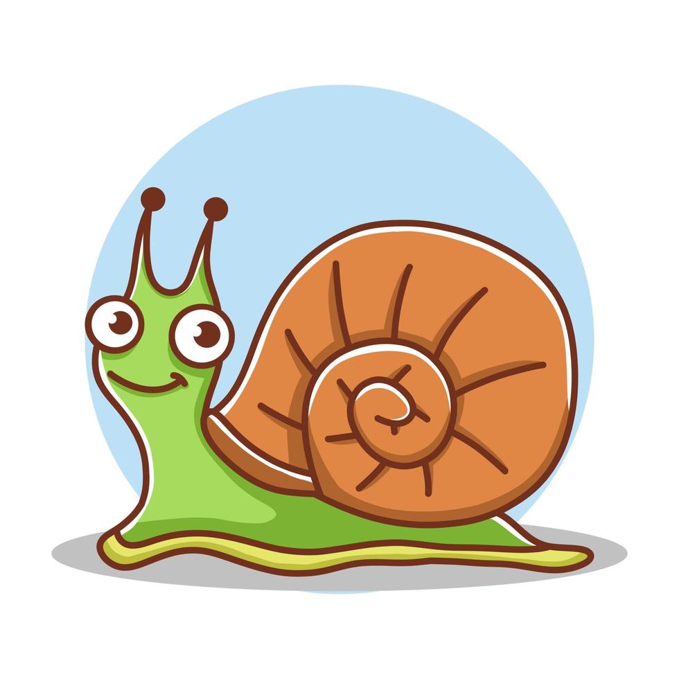 lumaca mascotte personaggio dei cartoni animati. carino gasteropode animale illustrazione vettoriale icona logo