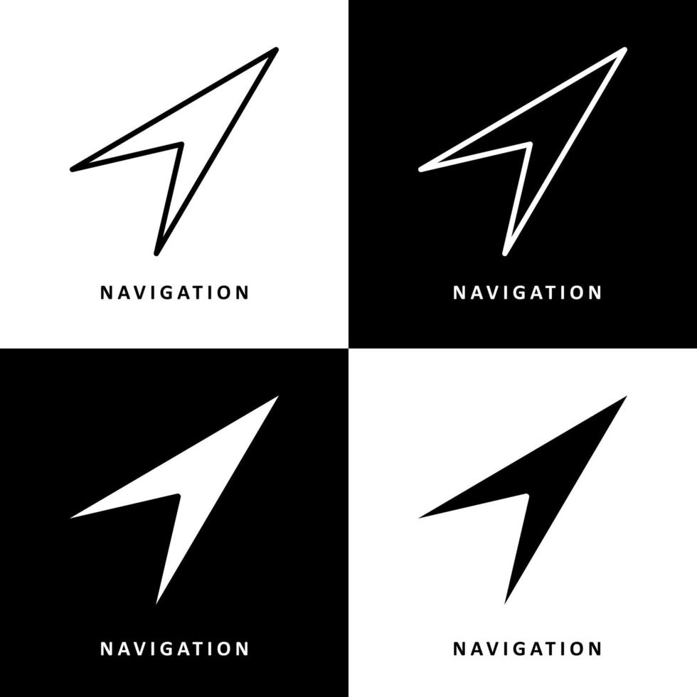 simbolo dell'icona della freccia di navigazione. illustrazione vettoriale del logo del segno della bussola