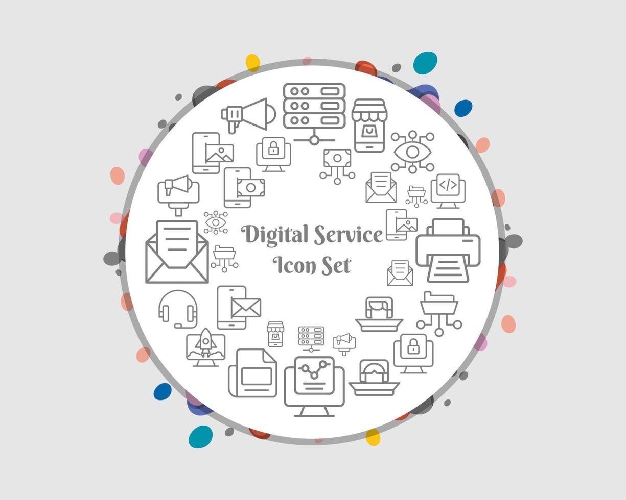 icona del servizio digitale impostata su sfondo bianco vettore