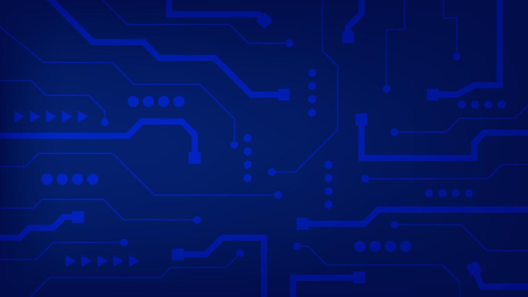 circuito digitale hi tech. ai pad e linee elettriche collegate su sfondo di illuminazione blu. concetto di tecnologia futuristica vettore