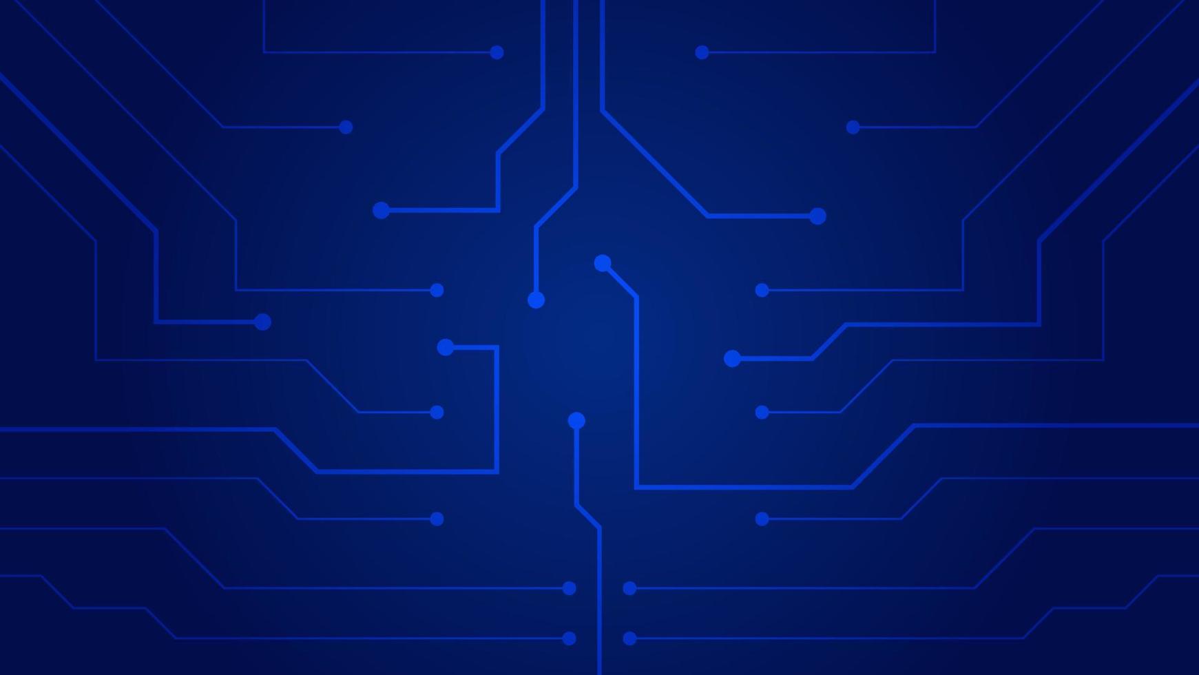 circuito digitale hi tech. ai pad e linee elettriche collegate su sfondo di illuminazione blu. concetto di tecnologia futuristica vettore